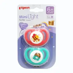 PIGEON - Chupete Mini Light 2 Pcs Odontologico Libre Bpa (Rosa/Verde 6-12 meses)