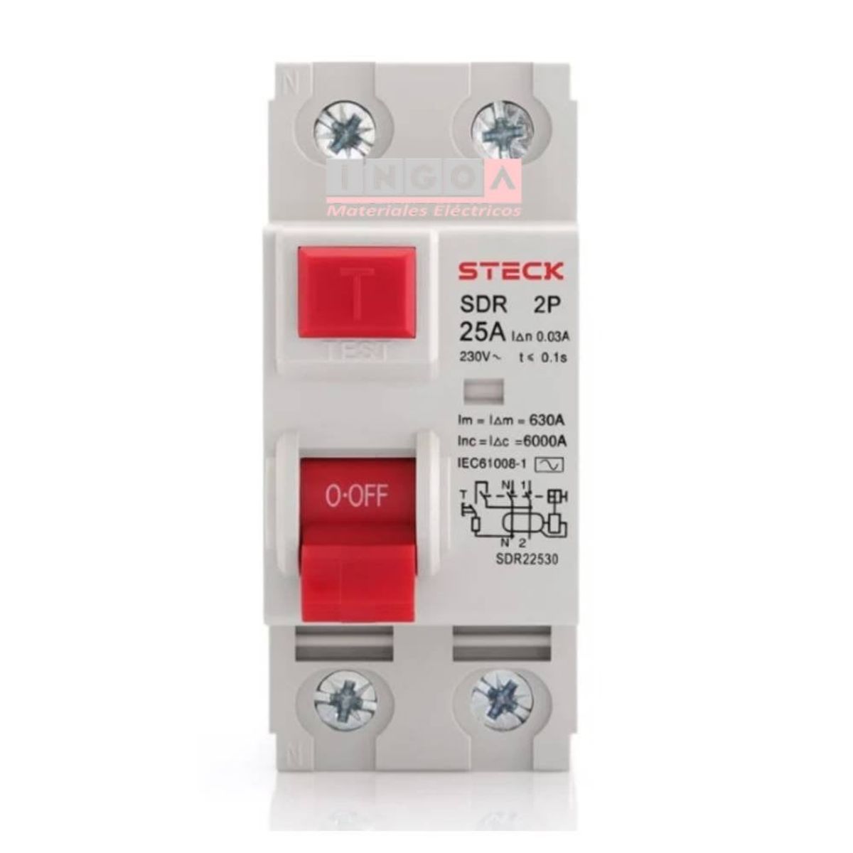 Int. Diferencial Steck 2x25A 30mA Clase A, SDR22530A, marca STECK - Foto 2