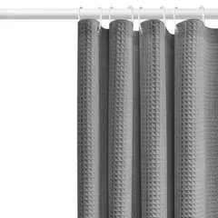 OKAY - Cortina De Baño Impermeable Con Textura Waffle 180x180cm Gris