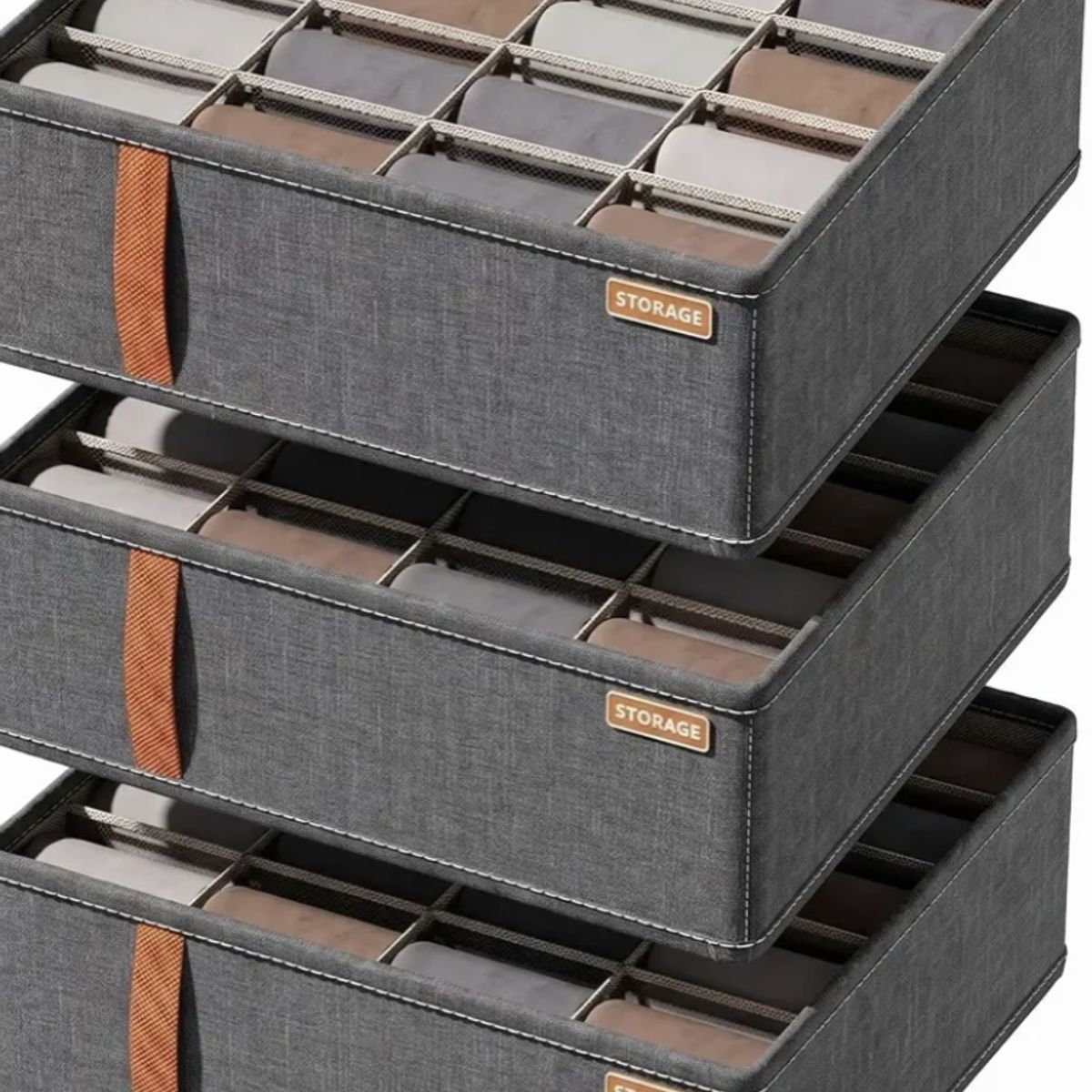 GENERICO - Pack 3 Organizador 20 Divisiones Ropa Calcetines Interior