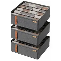 IDEEHOUSE - Pack 3 Organizador 20 Divisiones Ropa Calcetines Interior