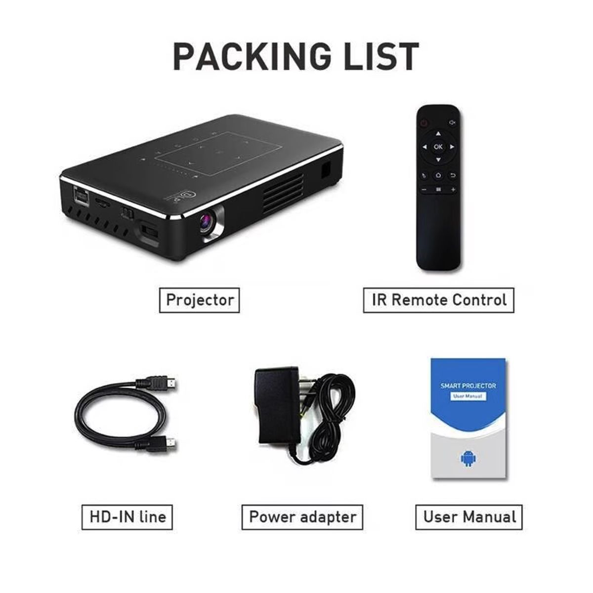 OEM - Proyector REAL TV P10 Mini 4K DLP Android 90 WiFi Bluetooth 40