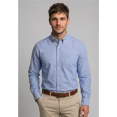 FEROUCH - Camisa Oxford Smart Casual Navy