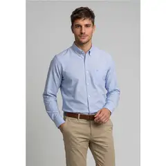 FEROUCH - Camisa Oxford Smart Casual Sky