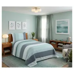 ALMA & DECO - Juego De Sábanas Polar Estampada 1.5 Plazas Green and Gray Premium