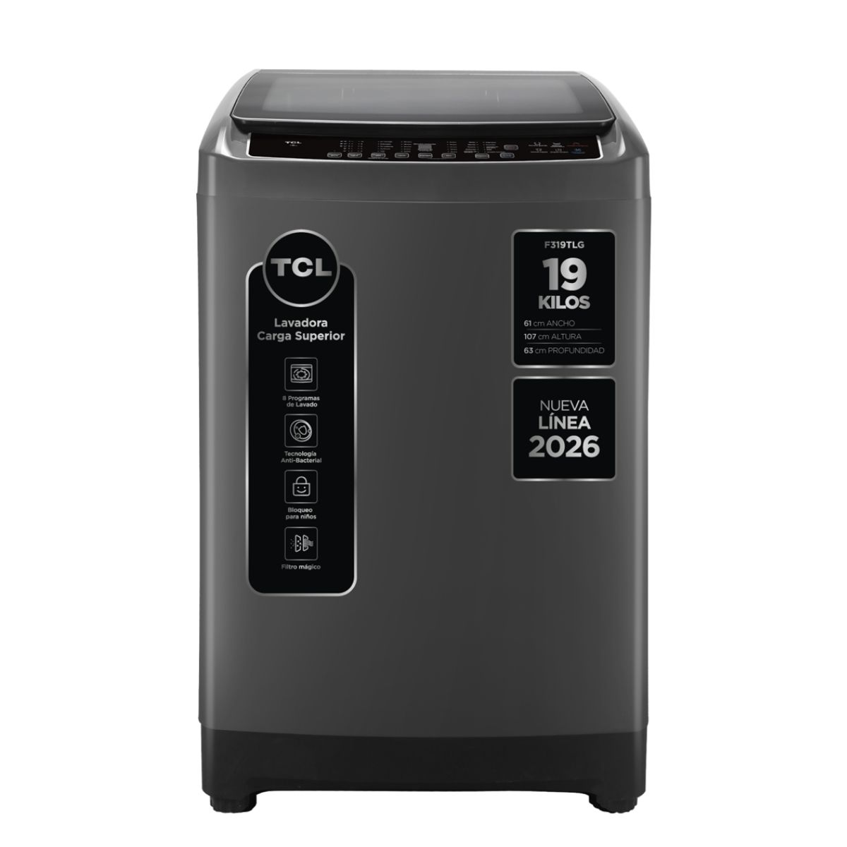 TCL - Lavadora Automática Carga Superior TCL 19Kg Titanium F319TLG