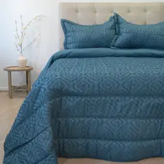 DORAL - Cubrecama Plumon Touch Deluxe Azul 1.5 PLAZAS