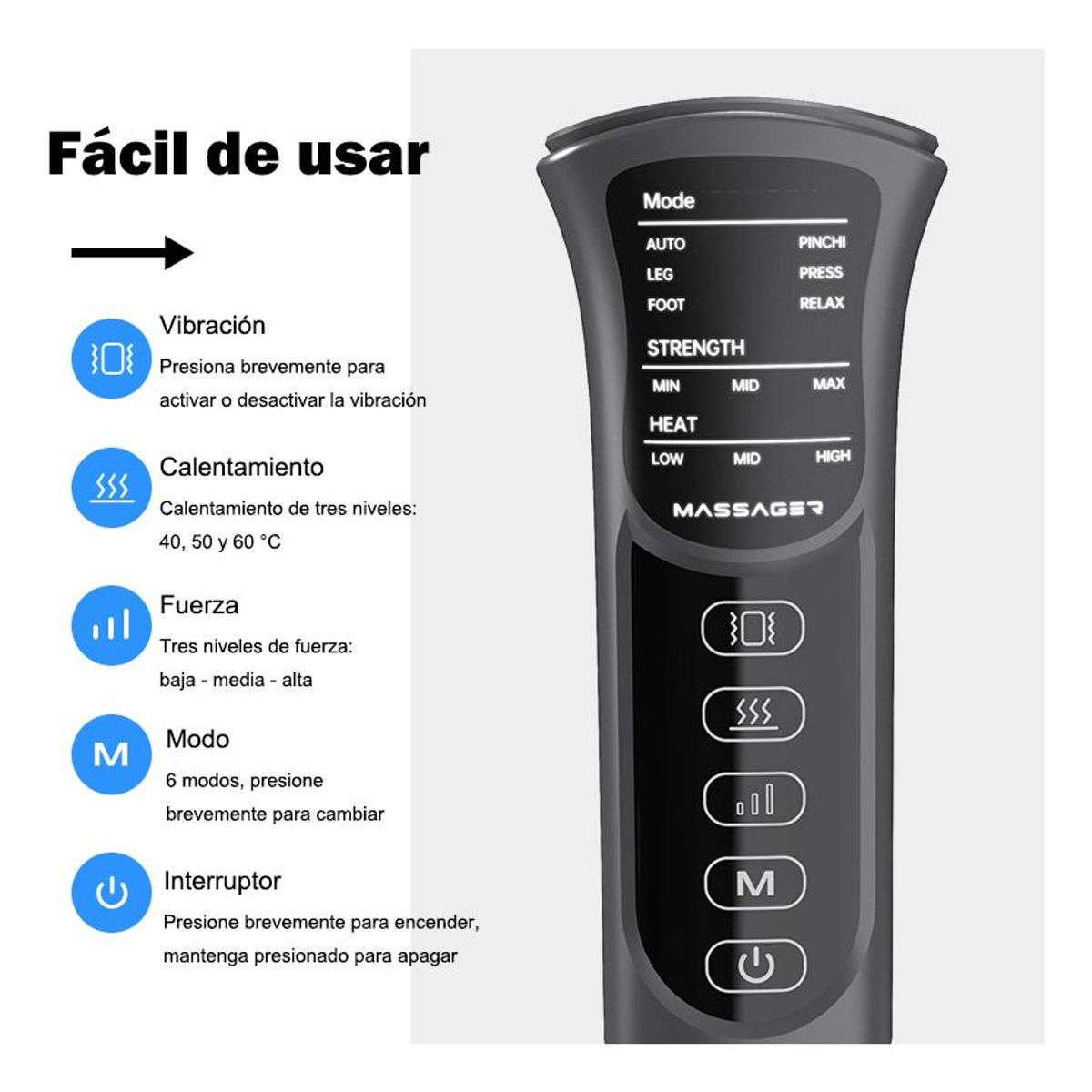 EVERSO - Masajeador Piernas Electrico Masaje Compresión Aire Calor
