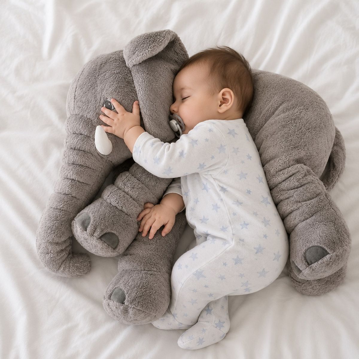 GENERICO - ALMOHADA O PELUCHE ELEFANTE DE APEGO PARA BEBES GRIS
