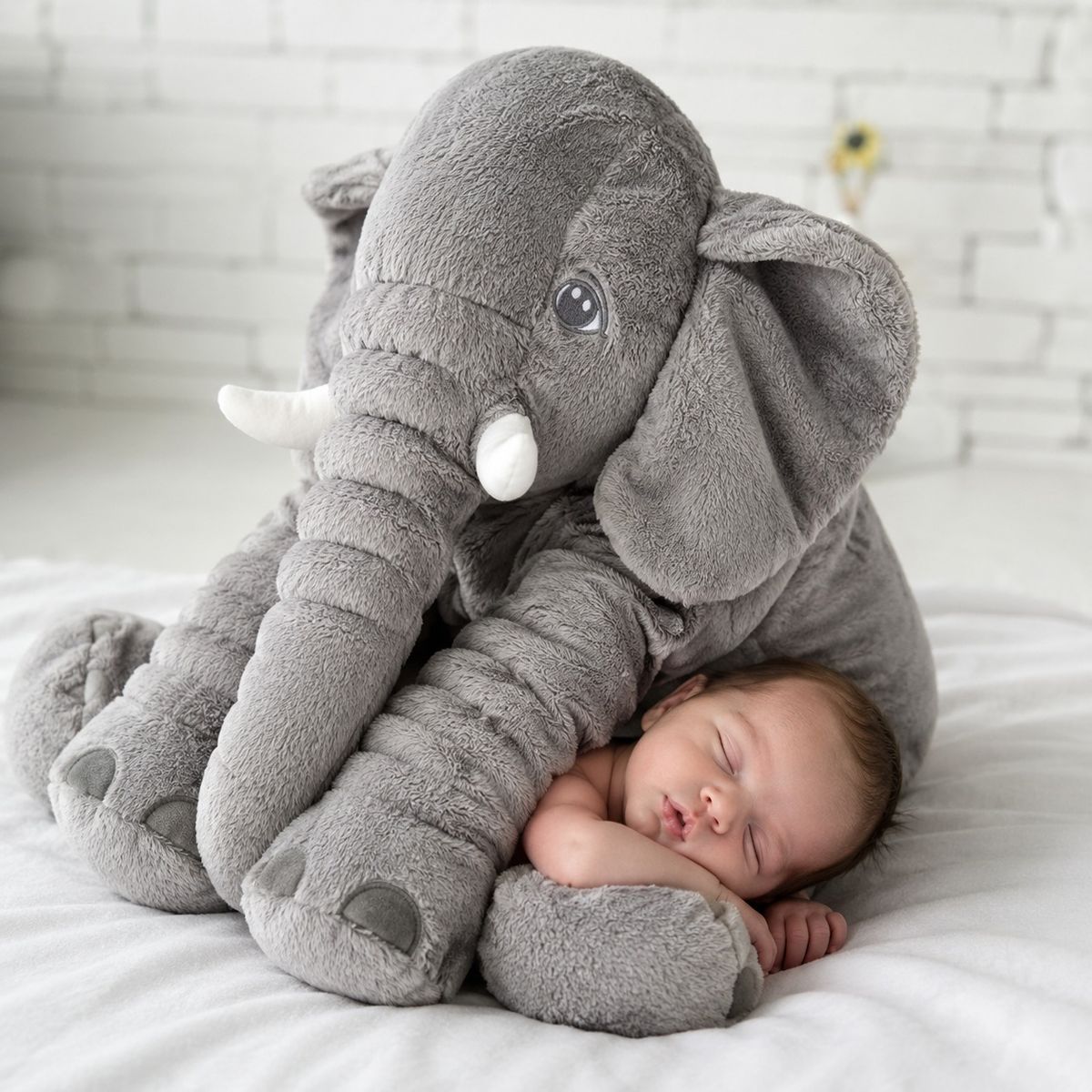 GENERICO - ALMOHADA O PELUCHE ELEFANTE DE APEGO PARA BEBES GRIS