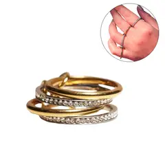 ELBAULDEJUMA - Set 4 anillos apilables Analee chapado en oro 18k