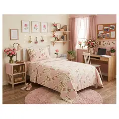 ALMA & DECO - Juego De Sábanas Polar Estampada 1.5 Plazas Flor Delicatesse Premium