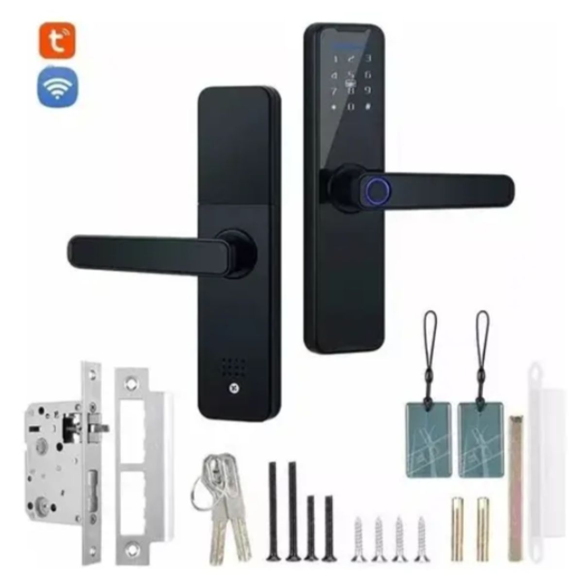 GENERICO - Cerradura Inteligente Digital Eléctrico Huella Wifi App Tuya Gris Oscuro