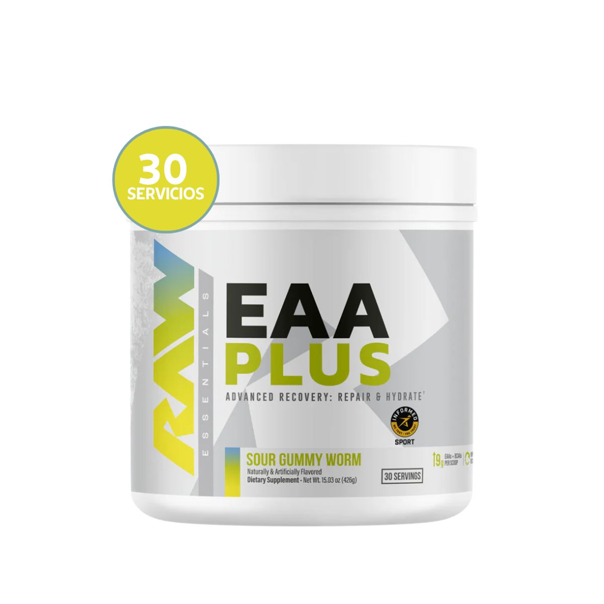 GENERICO - RAW Nutrition EAAs Plus - 30 Servicios · Aminoácidos Esenciales · Recuperación y Rendimiento