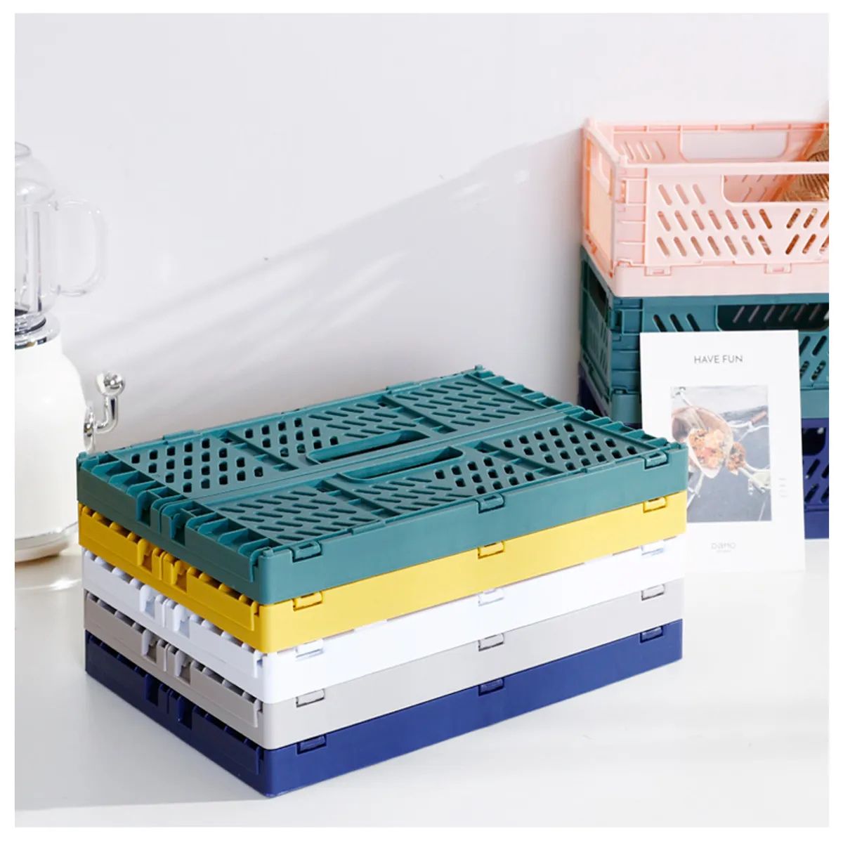 IRM - Caja canasto organizador plegable apilable verde
