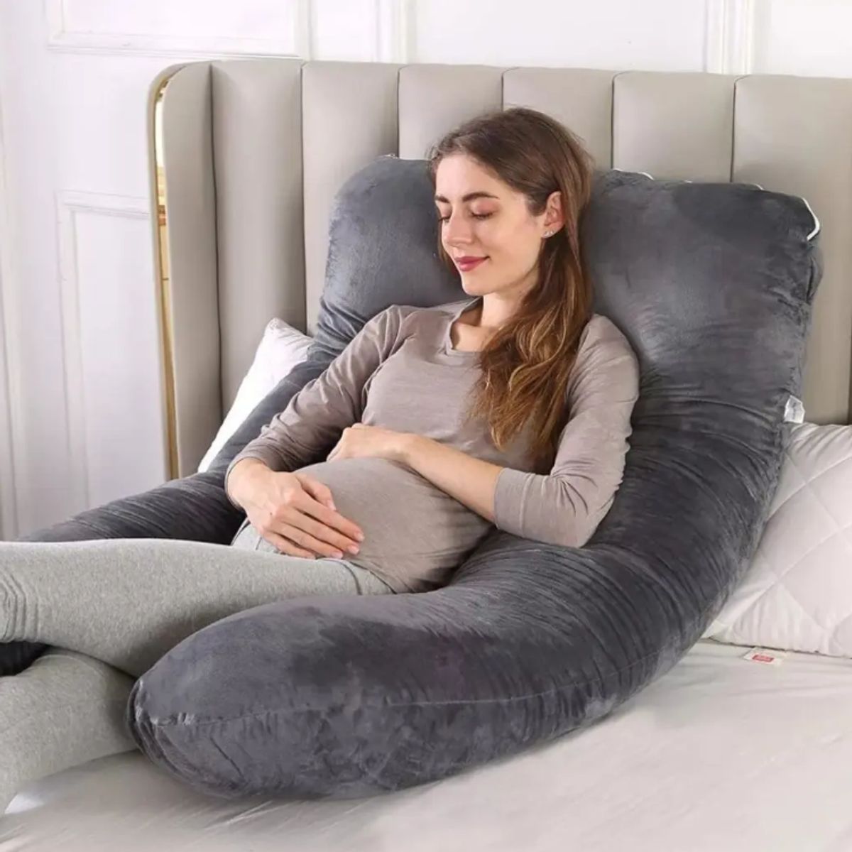 GENERICO - Cojin Almohada Maternal Con Funda Extra Suave Color GRIS Liso