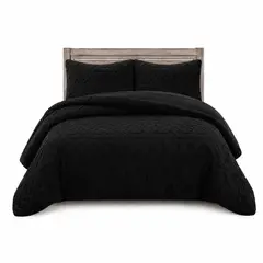 GENERICO - Plumón Chiporro Plush Negro 2 Plazas Ultra Suave Abrigo Invierno Diseño Trenzado