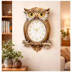IRM - Reloj pared buho decorativo 56cm dorado