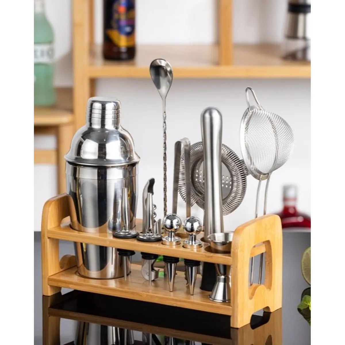 IRM - Juego coctelera acero inoxidable bartender 14 piezas