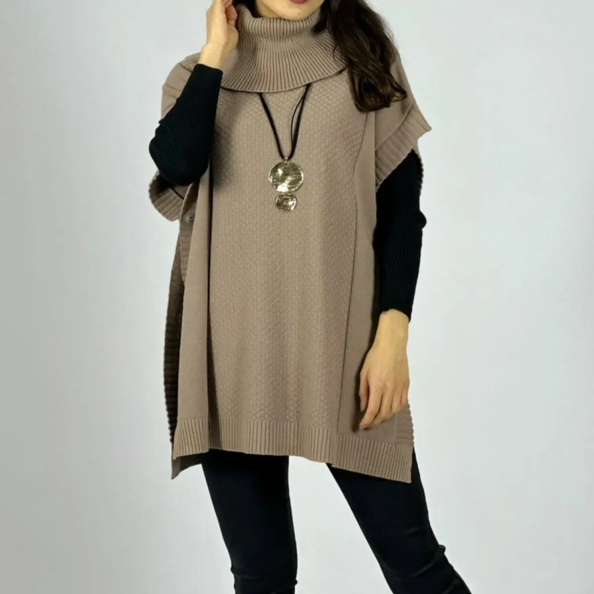 ARRAKASTA - Poncho de lana spandex