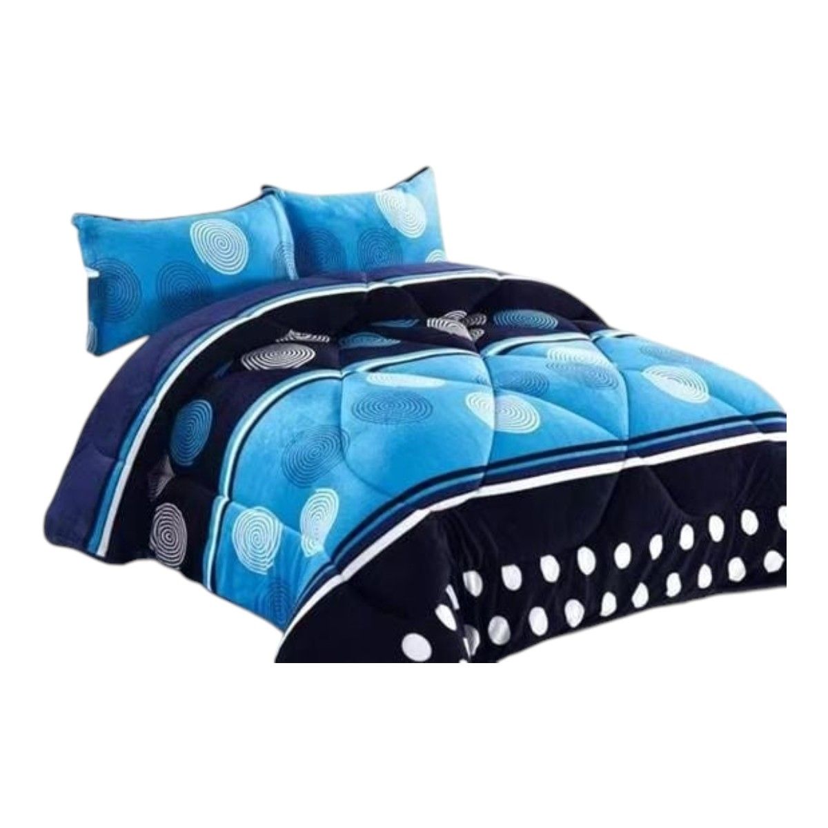 GENERICO - Cobertor De Invierno Plush Chiporro 2 Plazas Círculos Y Espirales Color Azul