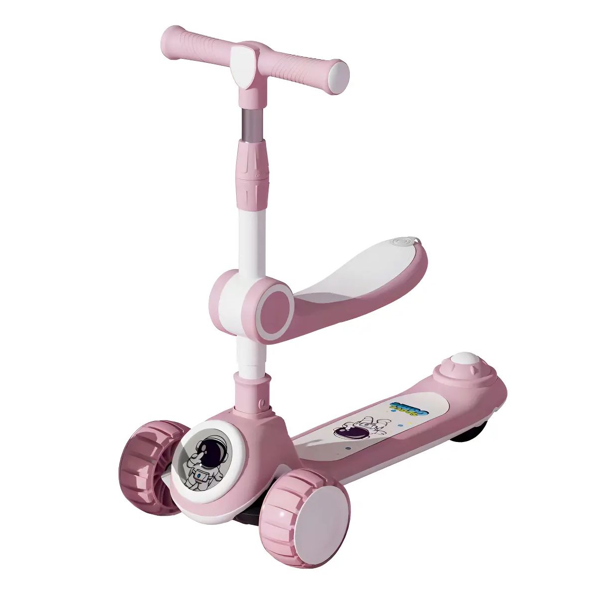 GENERICO - Scooter 2 En 1, Rueda Con Luz Y Sonido, 3 Colores Color Rosado