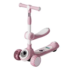GENERICO - Scooter 2 En 1, Rueda Con Luz Y Sonido, 3 Colores Color Rosado