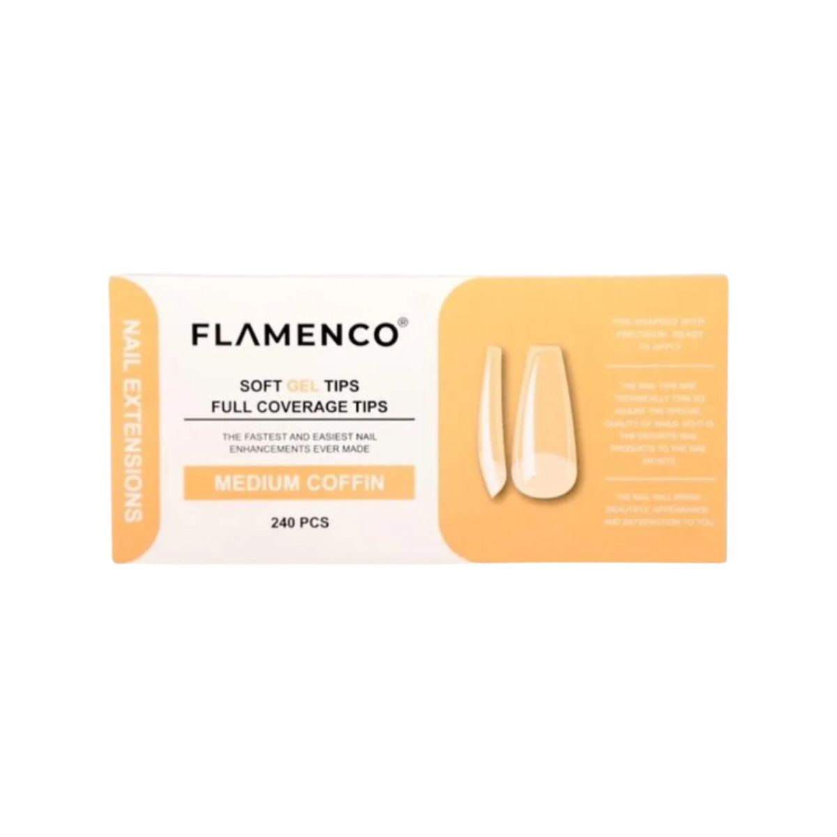 FLAMENCO - Tips Soft Gel Flamenco 240 Pcs Medium Coffin Pb