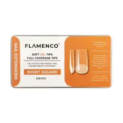 FLAMENCO - Tips Soft Gel 240 Pcs Short Square Porosidad Media