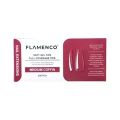 FLAMENCO - Tips Soft Gel 240 Pcs Medium Coffin y Sin Porosidad