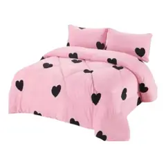 GENERICO - Cobertor De Invierno Plush Chiporro 1.5 Plazas Color Rosa Diseño Corazones
