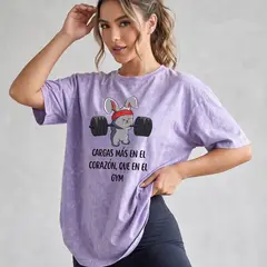 DEXUZ - Polera Oversize Mujer Rabbit - Retro Gym Prelavada Premium