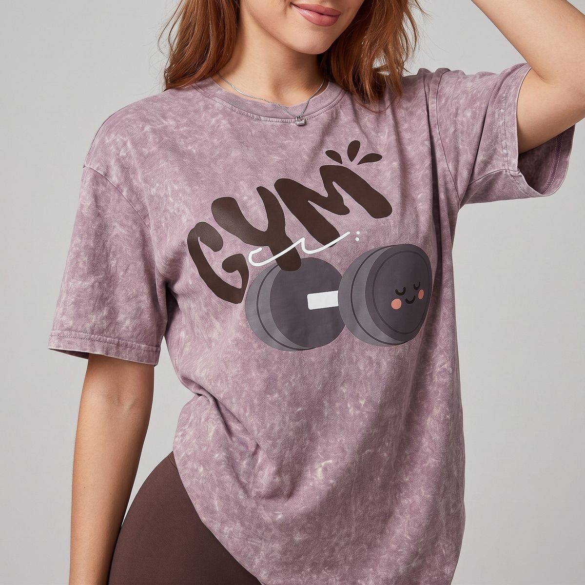 DEXUZ - Polera Gym Oversize Mujer - Look Retro & Suave Prelavada