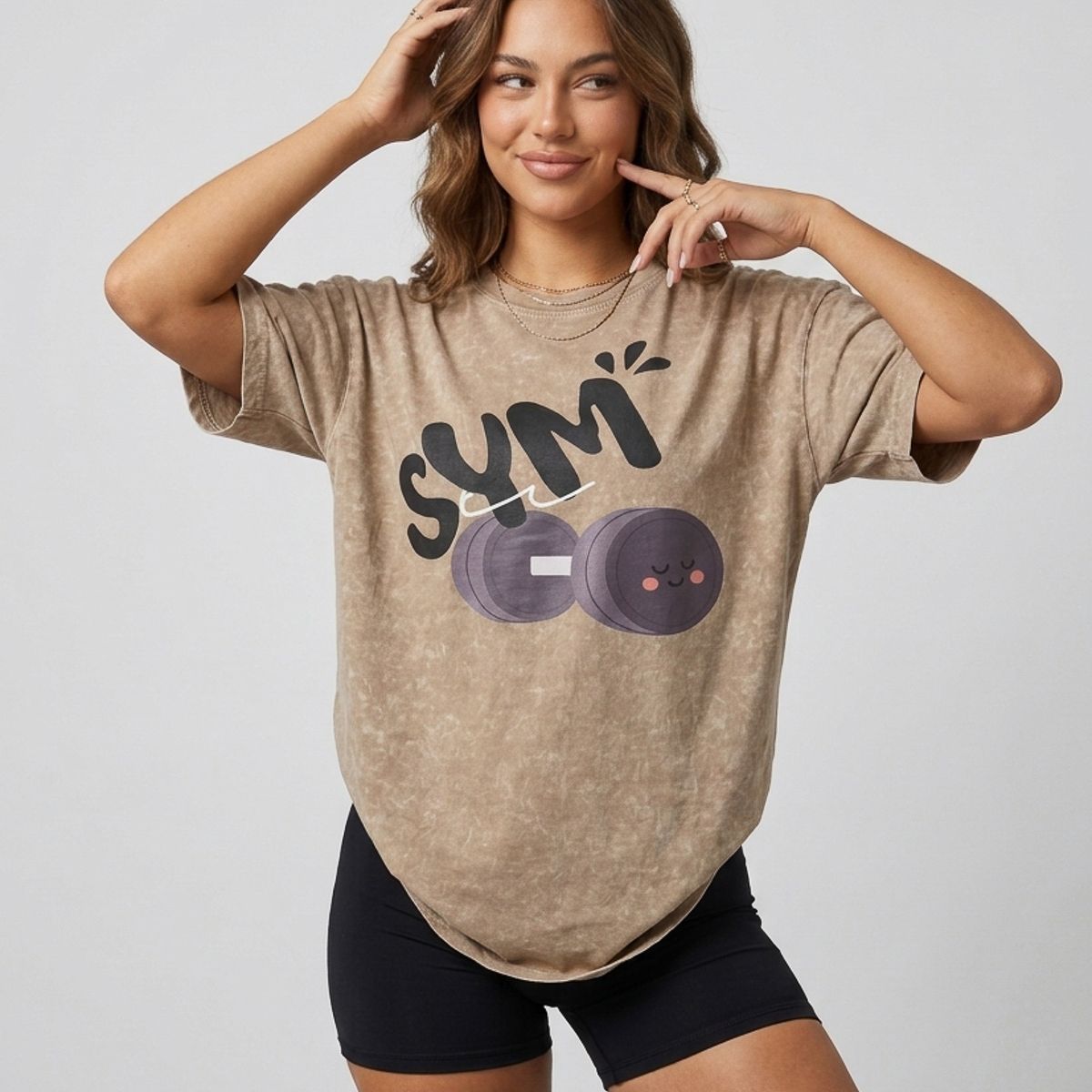 DEXUZ - Polera Gym Oversize Mujer - Look Retro & Suave Prelavada