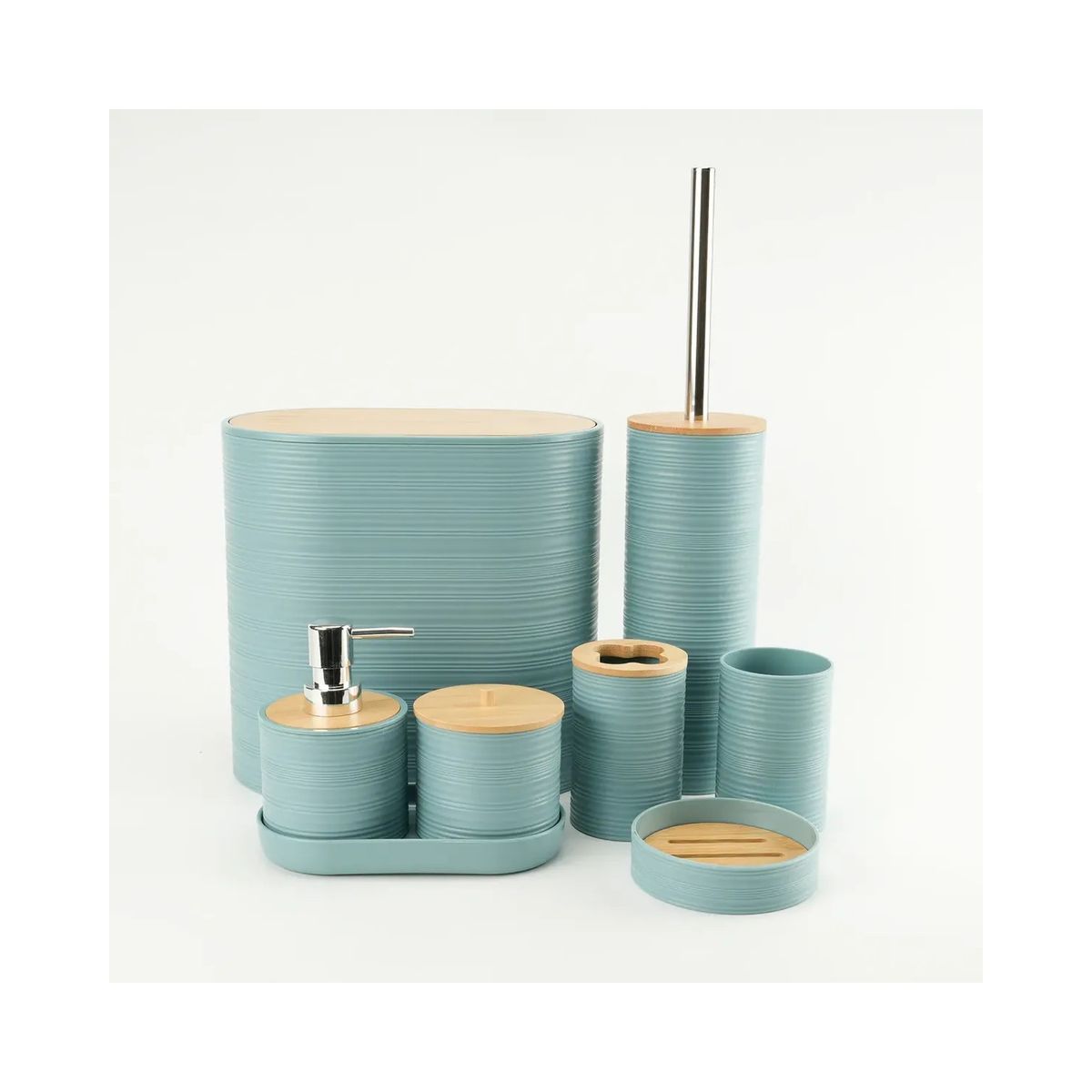 GENERICO - Set Juego De Baño 8 Piezas Bambú Lavado Y Almacenamiento Labg