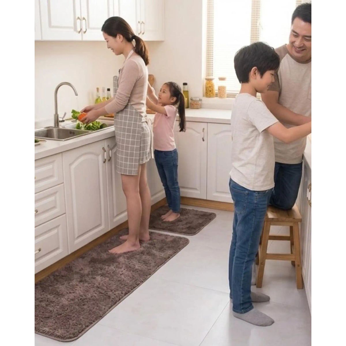 GENERICO - Set de Alfombras de Cocina Peluda Antideslizante