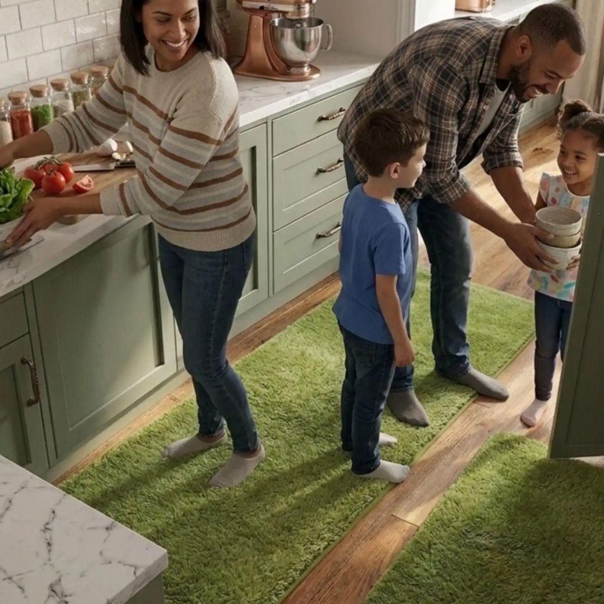GENERICO - Set de Alfombras de Cocina Peluda Antideslizante