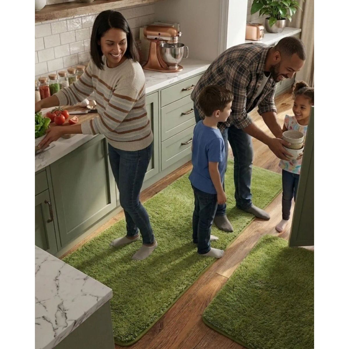 GENERICO - Set de Alfombras de Cocina Peluda Antideslizante