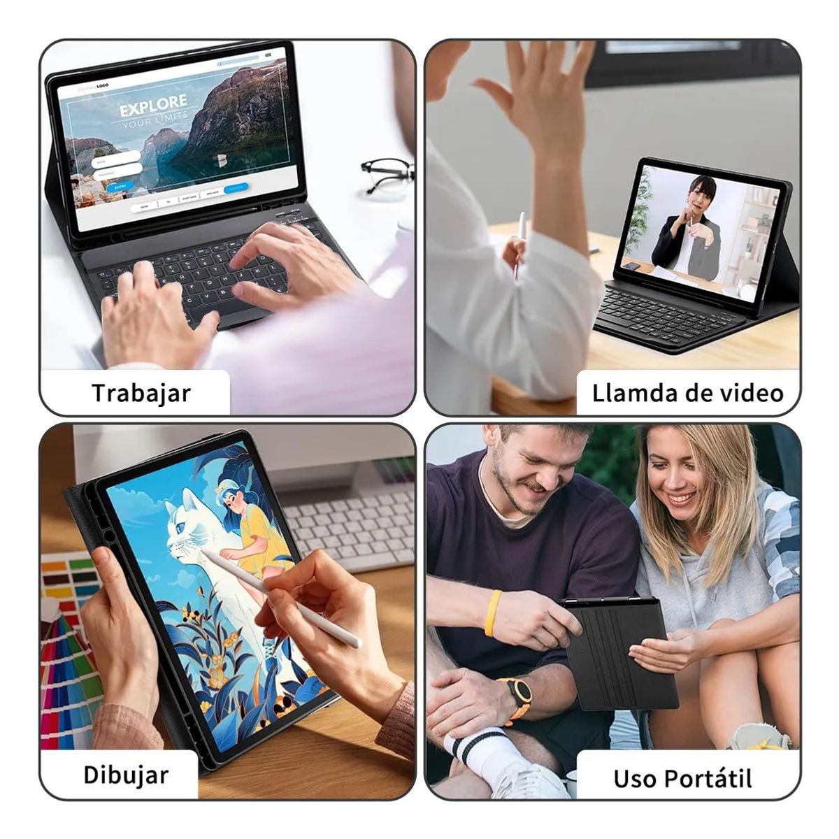 KUANGYE - Funda Con Ñ Teclado Para Samsung Galaxy Tab A9 Plus