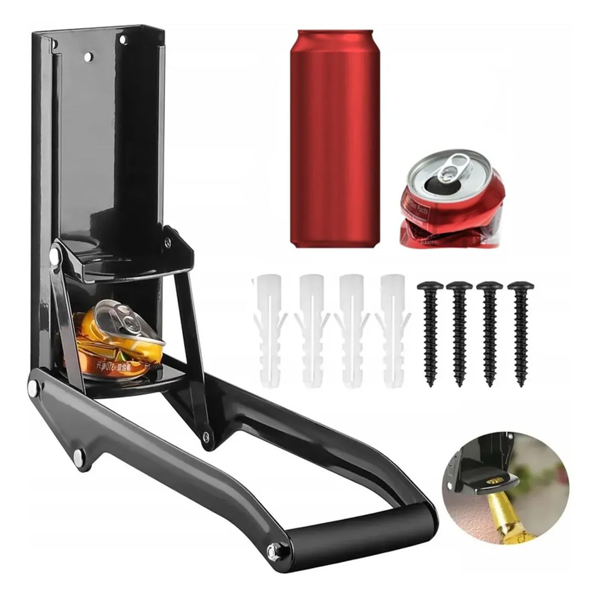 GENERICO - Aplastador De Latas De Aluminio Con Abrelatas 500 Ml