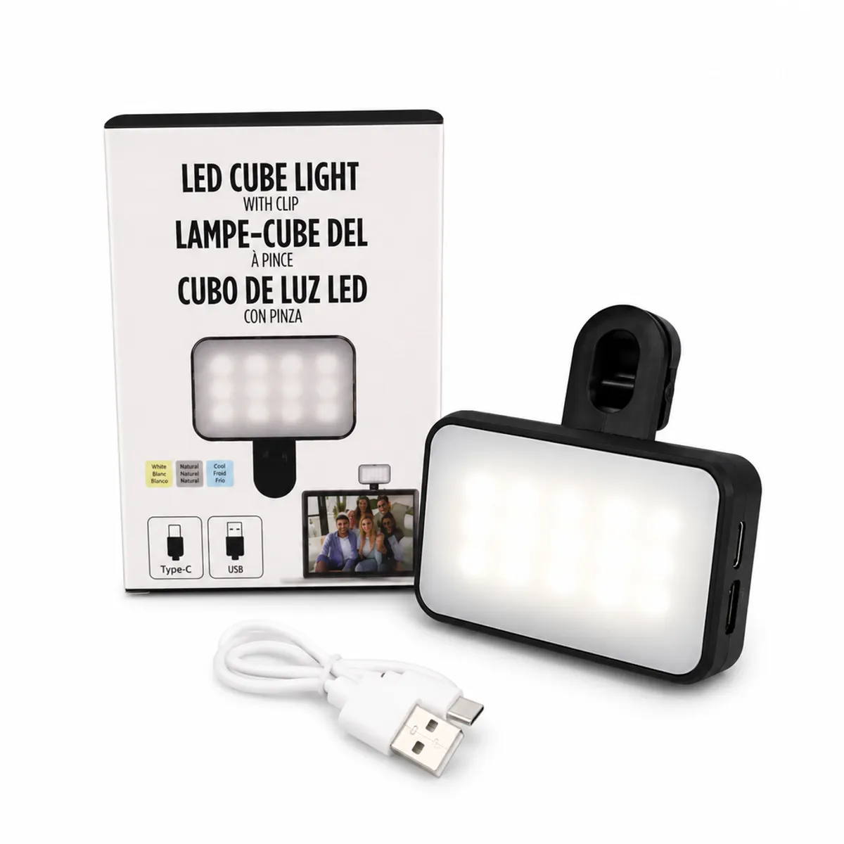 GENERICO - Luz LED Recargable con Pinza, para Celular y Video Llamadas