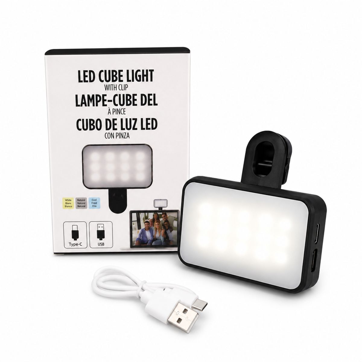 GENERICO - Luz LED Recargable con Pinza, para Celular y Video Llamadas