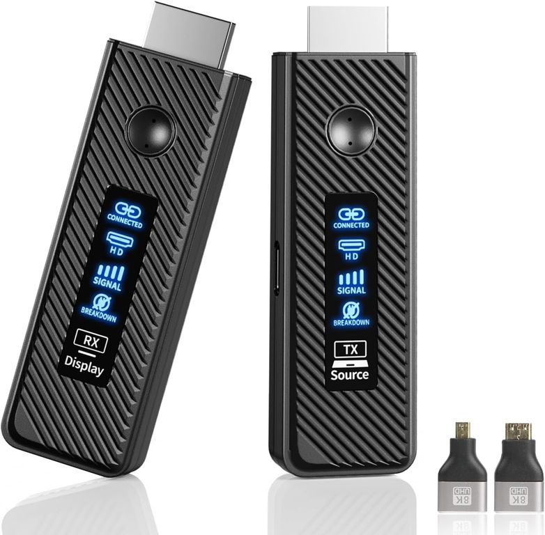 PUREPOWER Kit de Transmisor y Receptor HDMI Inalámbrico 60 Metros 4K Salida 1080P@60Hz, Plug & Play
