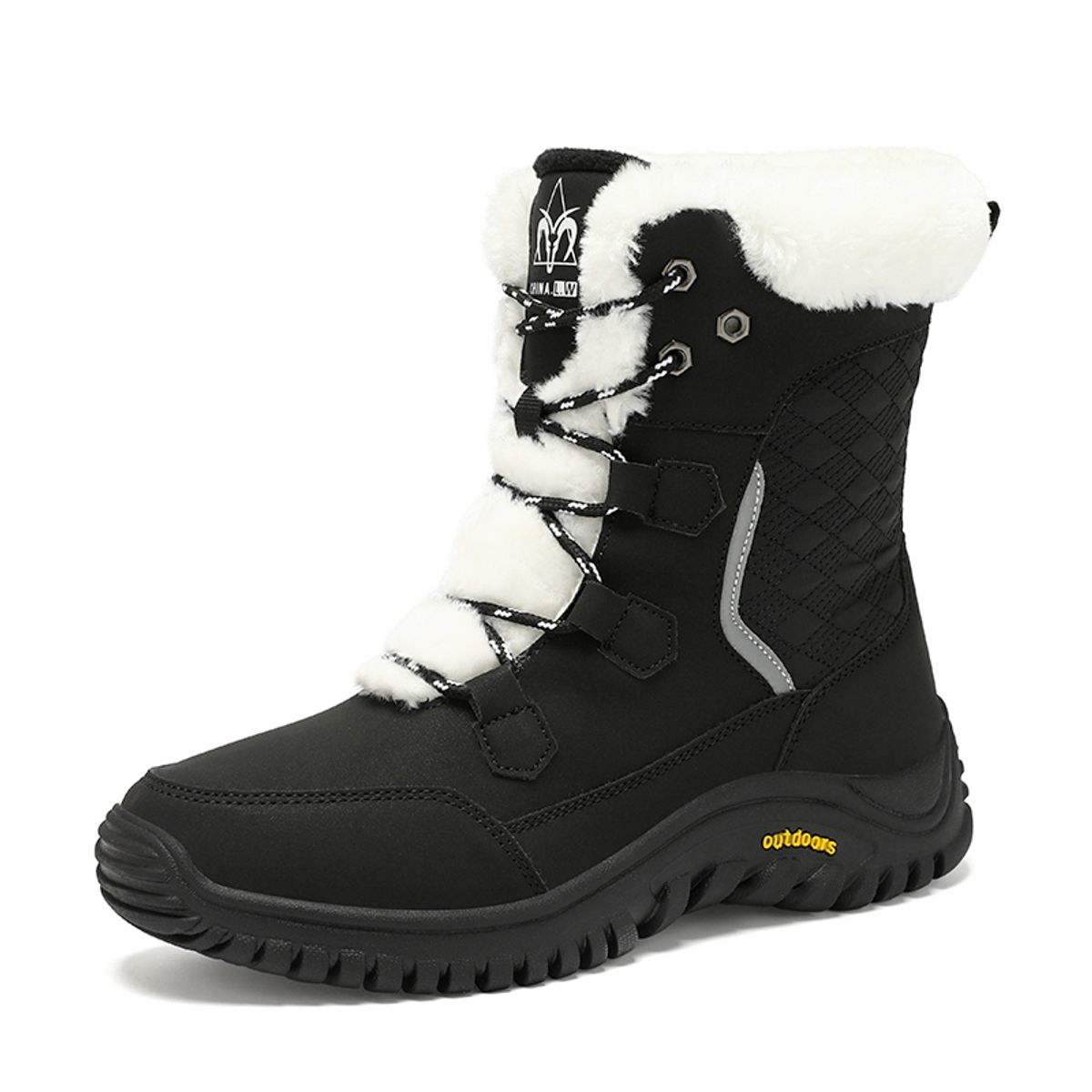 SHANDIAN - Botas Forradas Casual Mujer Negro