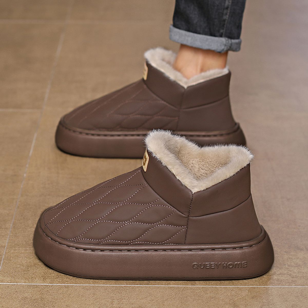 SHANDIAN - Botines Forrados Casual Hombre Negro