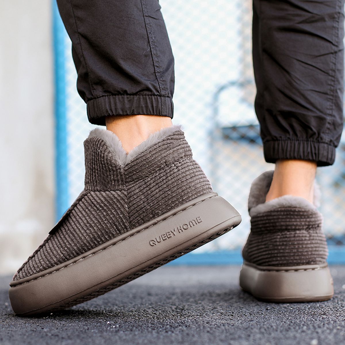 SHANDIAN - zapatos Pantuflas Forradas Hombre Beige