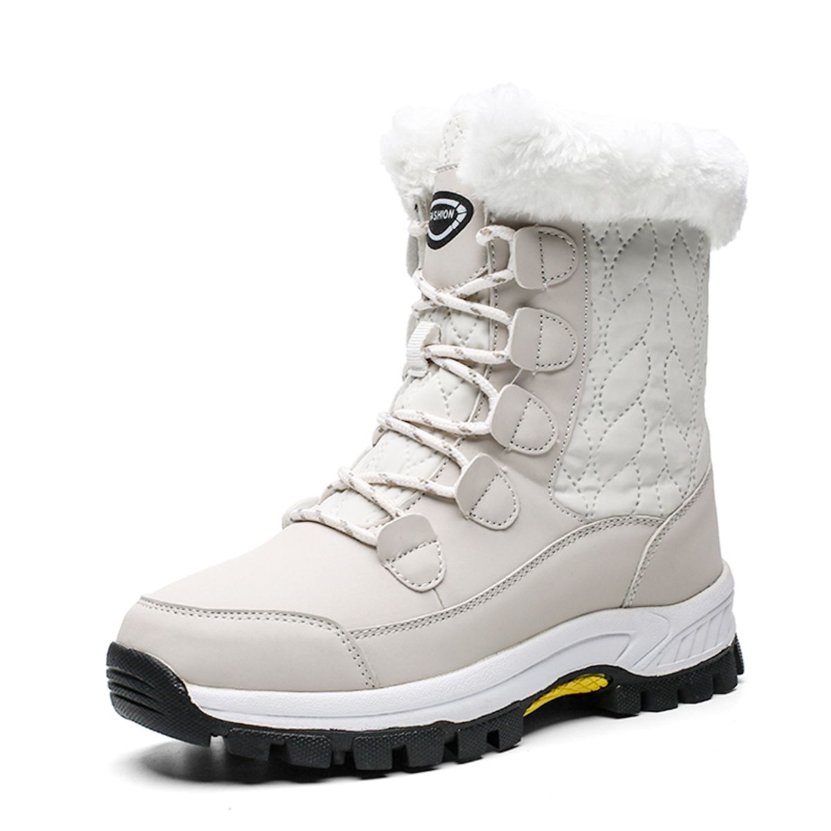 SHANDIAN - Botas Forradas Casual Mujer Beige