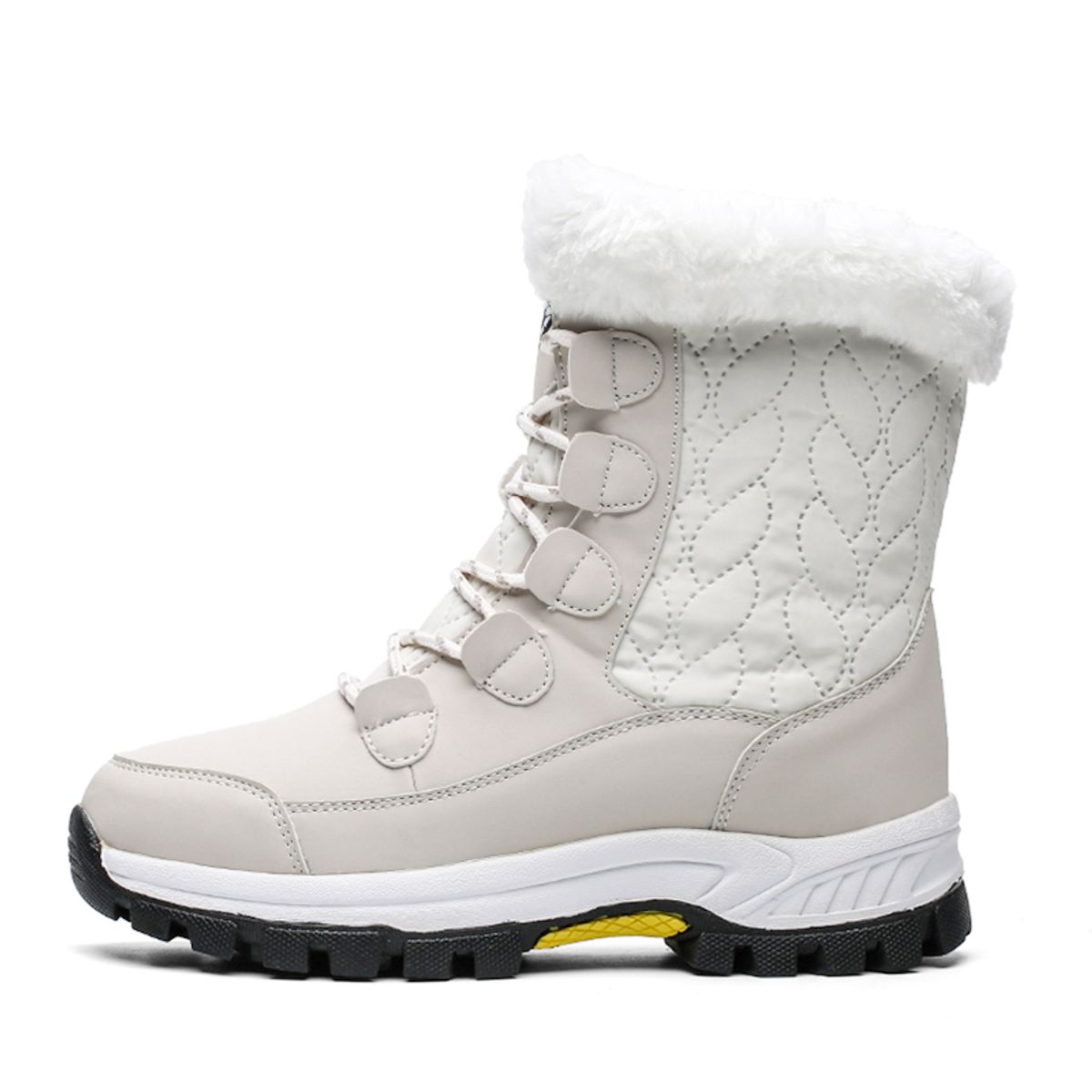 SHANDIAN - Botas Forradas Casual Mujer Beige
