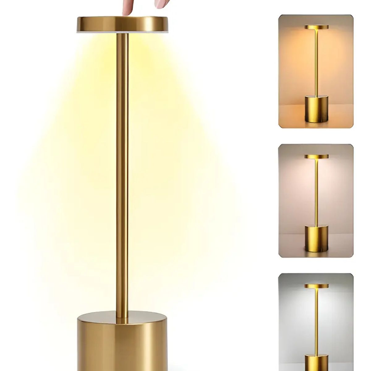 KUANGYE - Lámpara De Escritorio Usb De Metal Led Inalámbrica Recargable Dorado