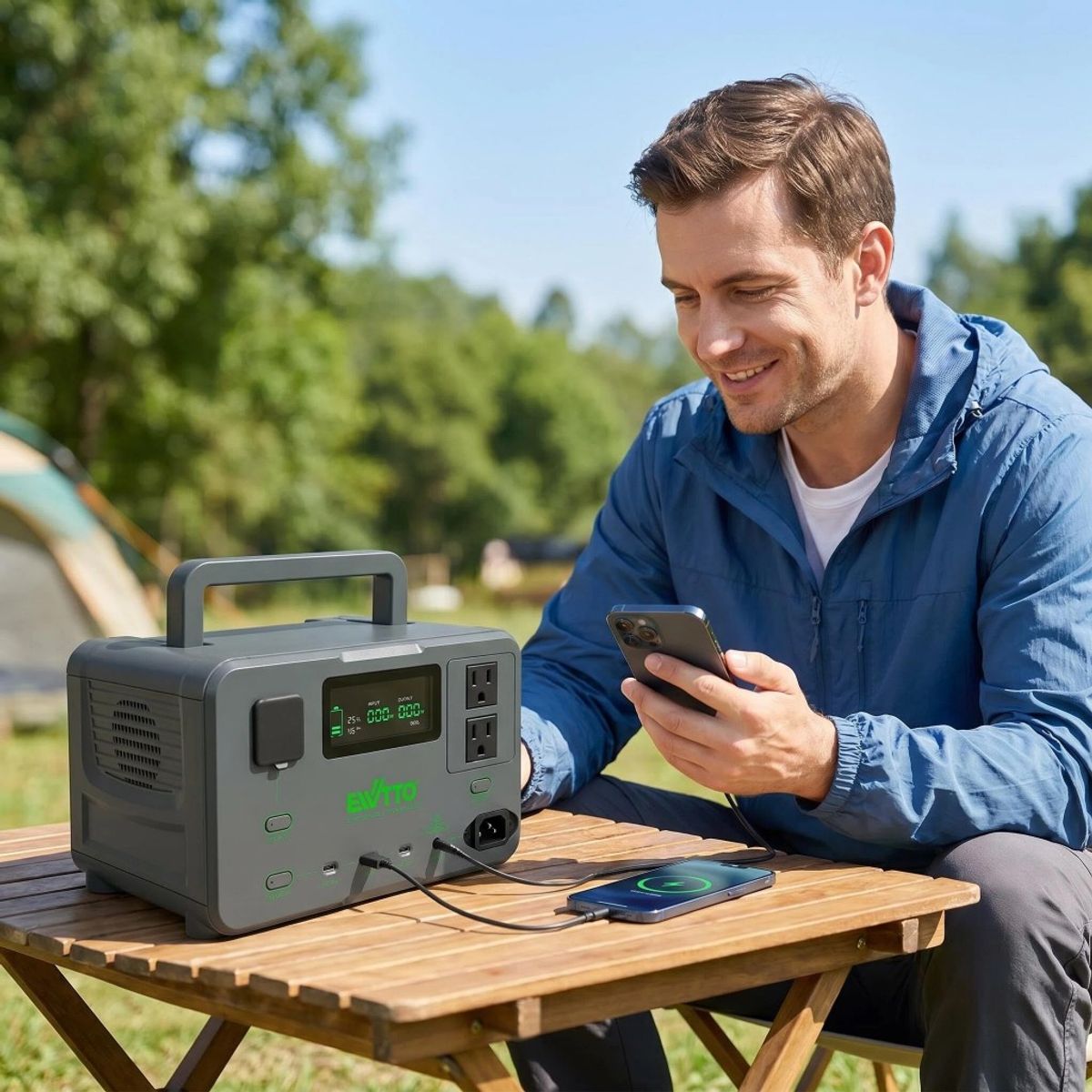 EWTTO - EWTTO EP400 Generador Solar Portátil 400W 256Wh - LiFePO4, Carga Rápida 72Min, 6 Puertos